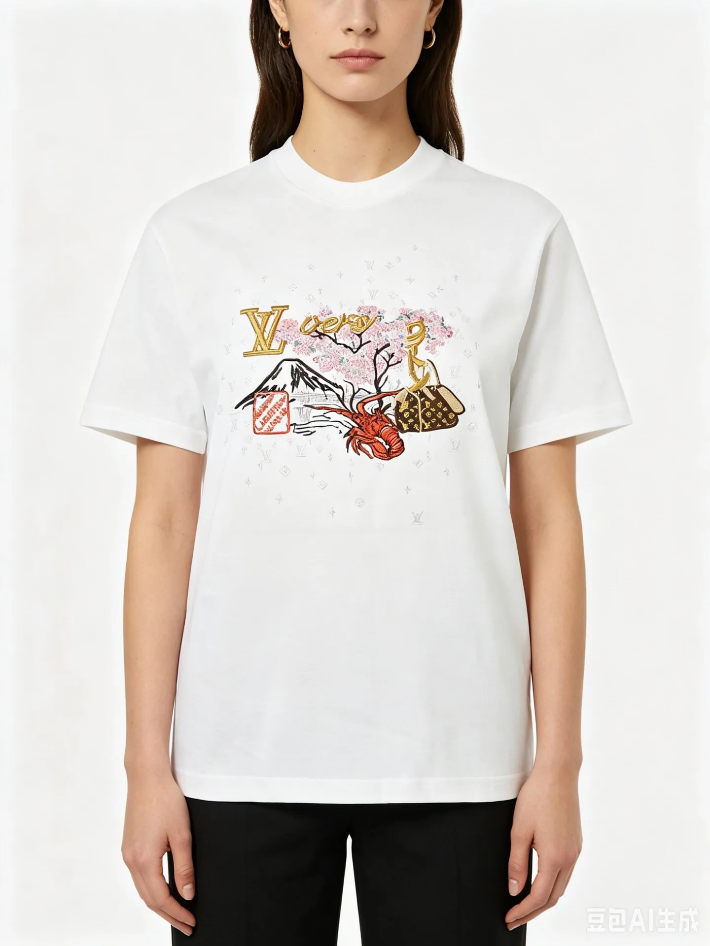 Louis Vuitton/Louis Vuitton cultural landscape elements embroidered short sleeves